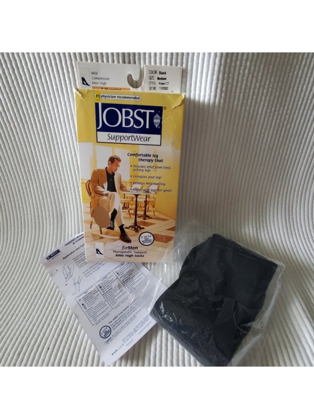 Jobst Medical Supportwear Compression Socks Men's Medium 8-15 Black Knee High
